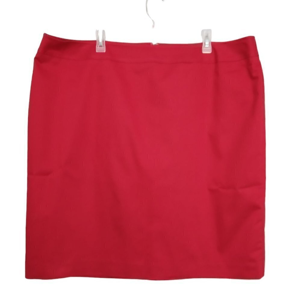 Tahari | Red Cotton Blend Stretch Straight Knee Length Skirt | Size 20W